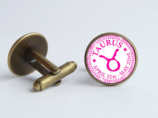 Taurus Cufflinks Custom Zodiac Sign Personalized Jewelry Constellation Birth Libra Virgo Leo