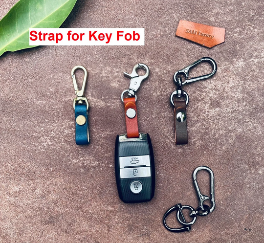 Leather Keychain Strap For Fobs Cord Fob Lanyard Key Clip Hook Organizer