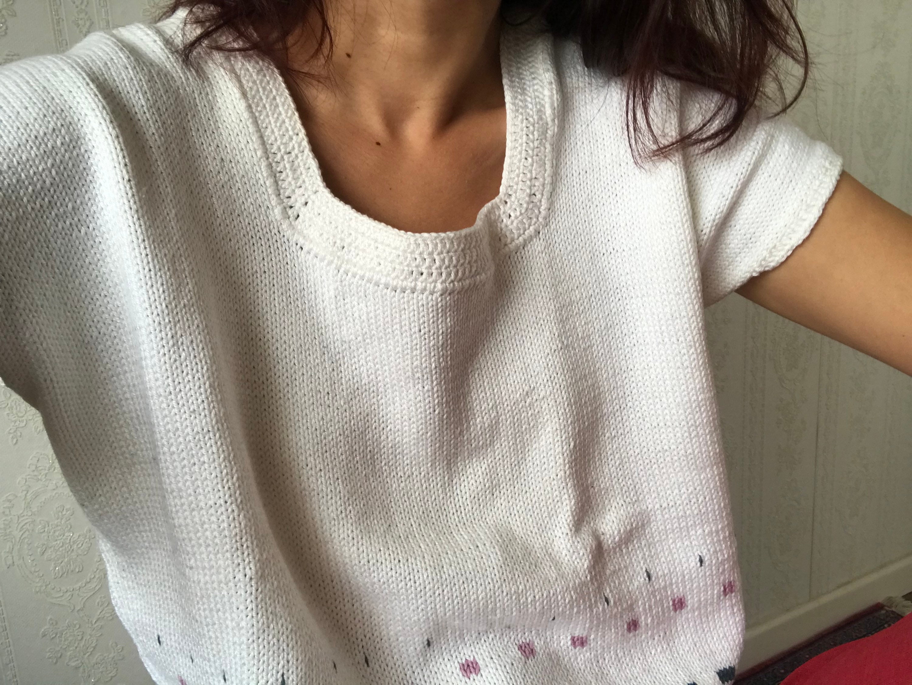 Vintage Cotton Blend Knit Square Neck Cap Sleeves Jumper/ Top/ T-Shirt/ Blouse/ Xxl