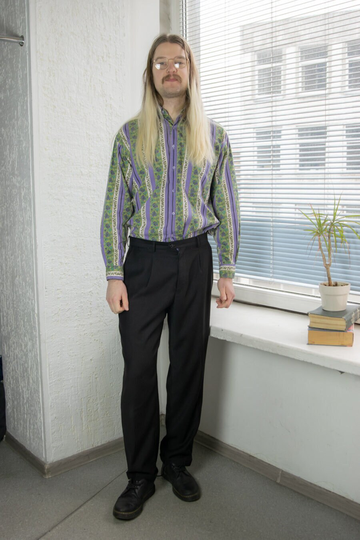 Vintage 80's Black Thin Wool Blend Suit Trousers