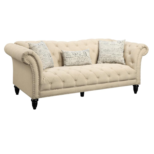 Picket House Furnishings Twine Modern Natural Polyester/Blend Sofa in Off-White | UTW082300