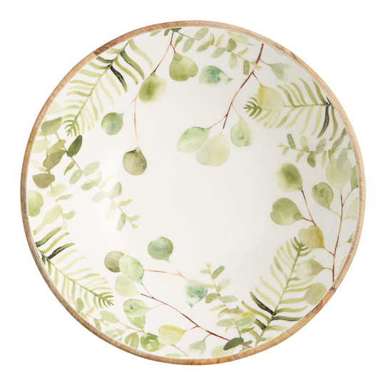 Large Green Eucalyptus Enamel Wood Bowl: Multi by World Market