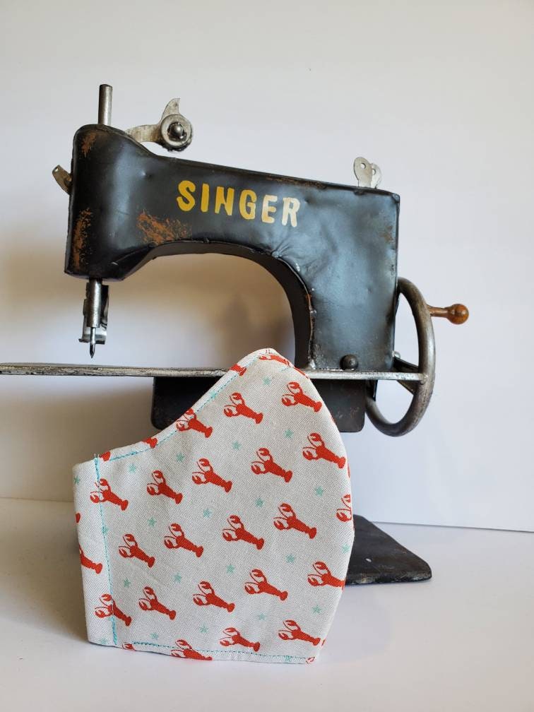 Lobster Face Mask, Lobsters Mask With Lobsters, Filter Pocket, Nose Wire, Seafood