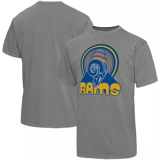 Men's Junk Food Graphite Los Angeles Rams Wonderland Infinity Vibe T-Shirt, Size: 2XL, Dark Grey