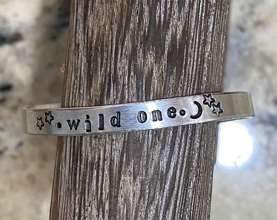 Wild One Handstamped Metal Cuff Bracelet, Wild One Bracelet, Cowgirl Jewelry, Rodeo Handstamped Boho Hippie, Eclectic