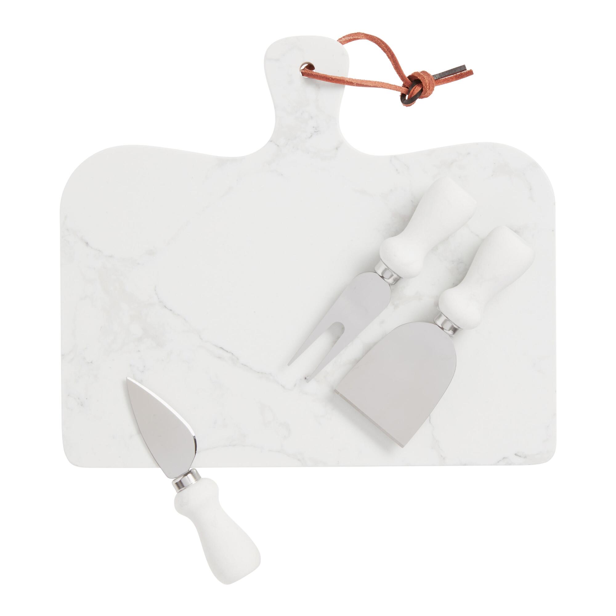 Marble Serving Board and Cheese Knife 4 Piece Set by World Market