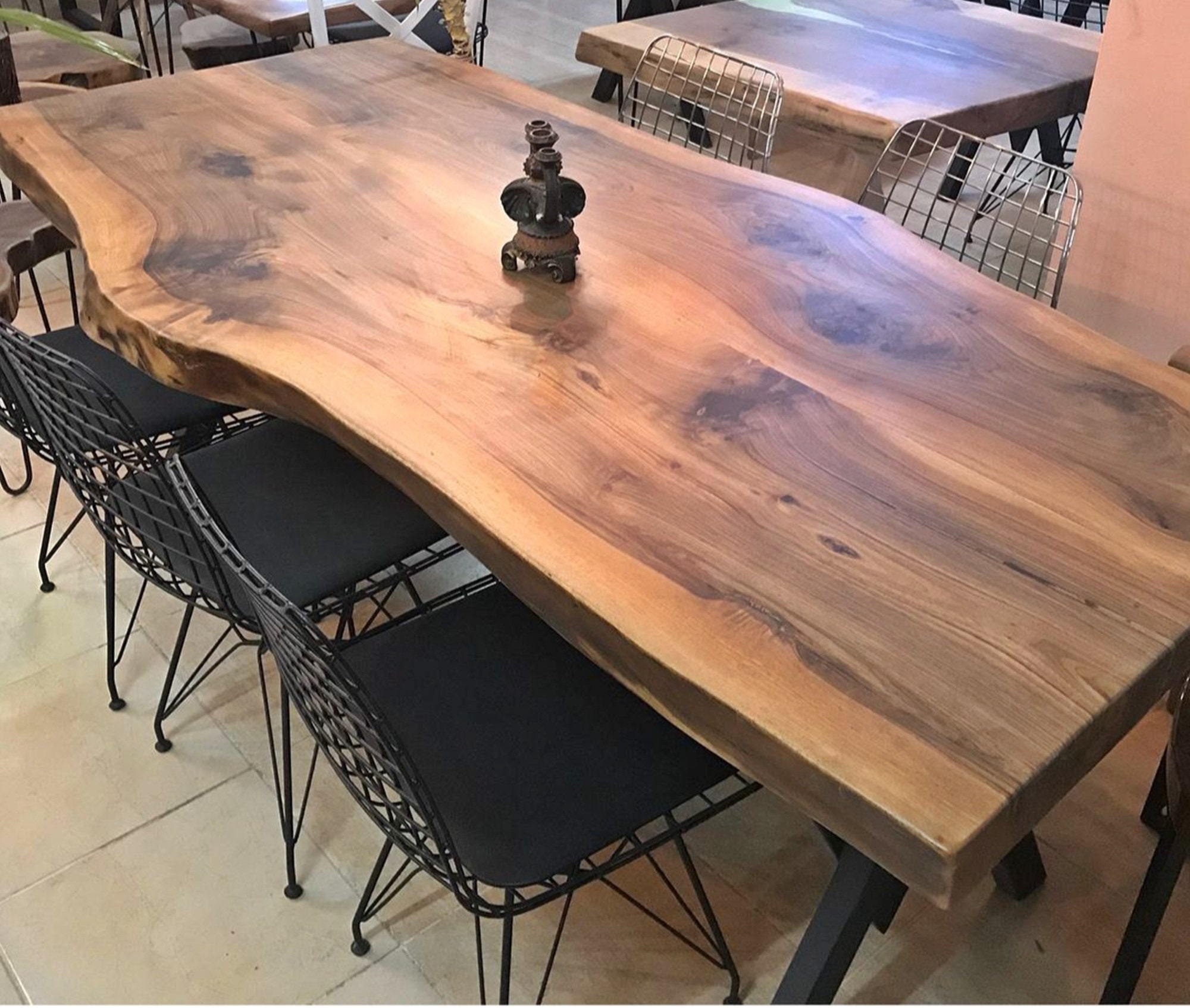 Solid American Black Walnut, Dining Table, Live Edge Kitchen Table Legs, Walnut Slab