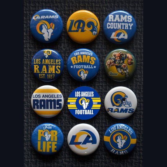 Los Angeles Rams Buttons/Set Of 12 3 Size Options