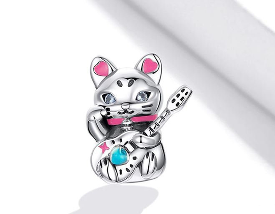 Charms For Pandora Bracelet, Cyberpunk Neko Charm, 925 Sterling Silver