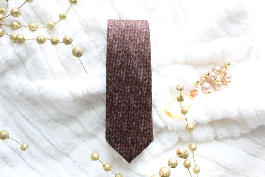 Brown Soft Thin Wool & Cotton Blend Skinny Tie | Men's Necktie Groom Groomsman Wedding Ties