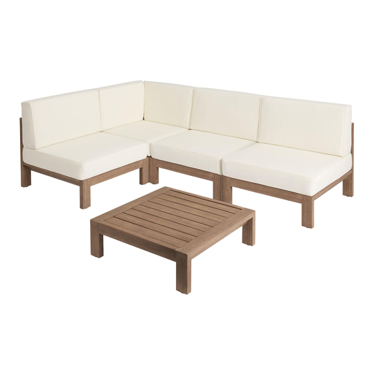 Eucalyptus Segovia 5 Piece L Modular Outdoor Patio Sectional Sofa by World Market