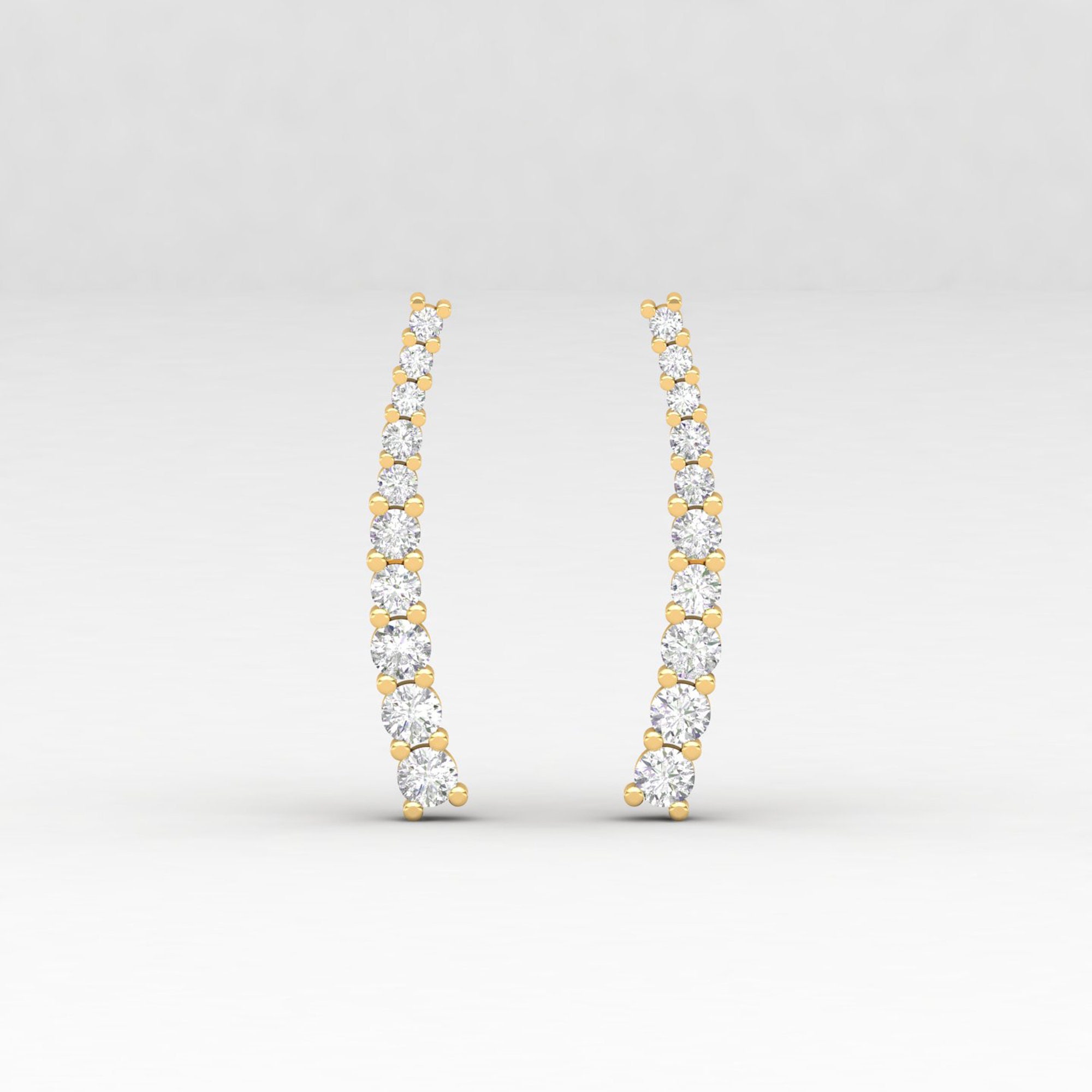 Diamond Graduation Ear Climber, Cartilage Earring, Gold Studs For Women, Earrings, Gift Women