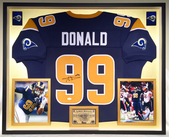Premium Framed Aaron Donald Autographed/Signed Rams Jersey - Jsa Auth