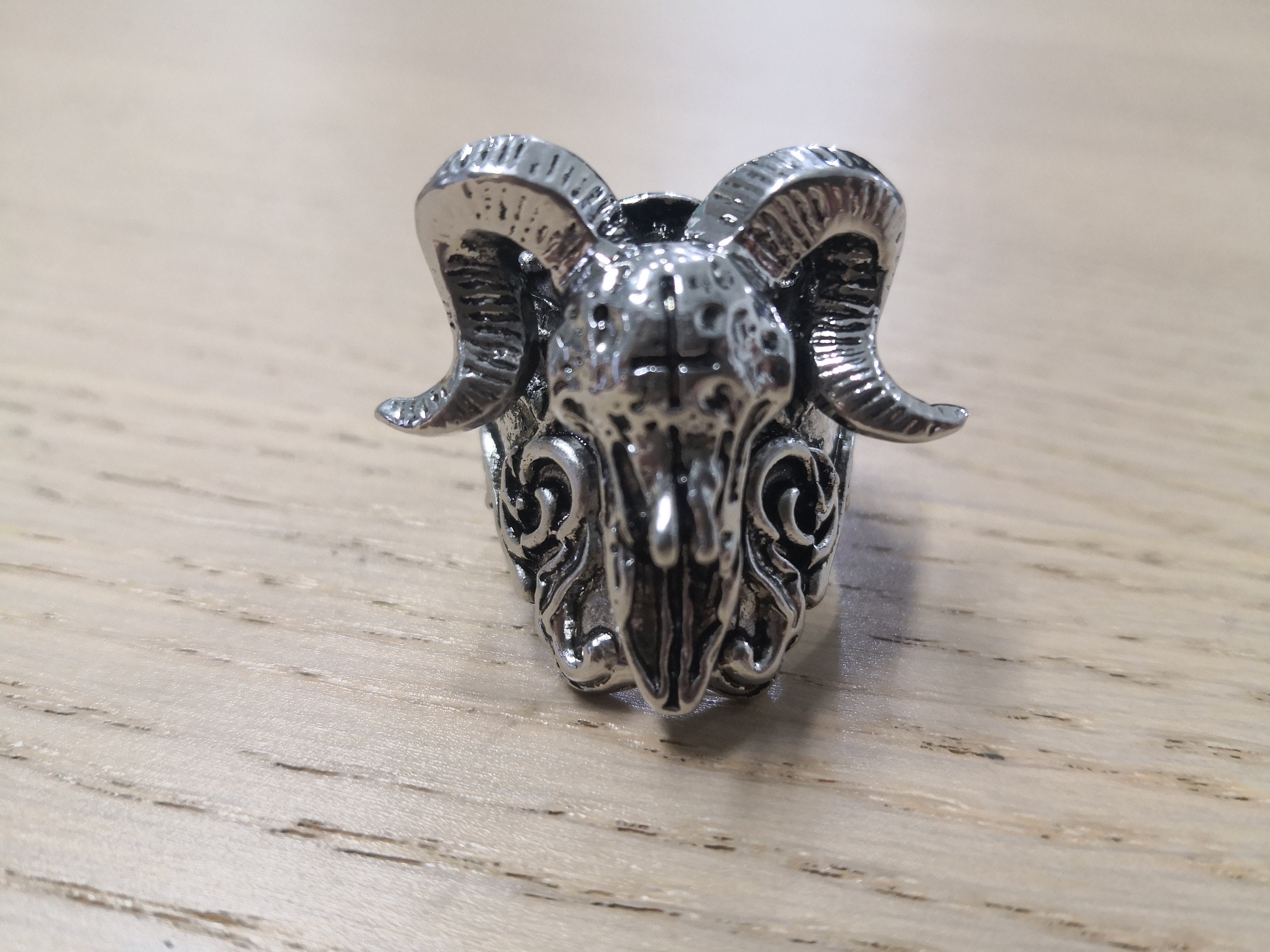 2101-1201 - Stainless Steel Ram/ Sheep Satanic Ring Goat Ram Skull Surfer/Biker Rings