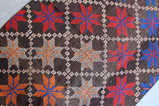 Vintage Kilim Runner, Wide Ethnic Kilim, Bohemian Coloured Rug, Anatolian Turkish Rug/N-696 4'1"x8'8"