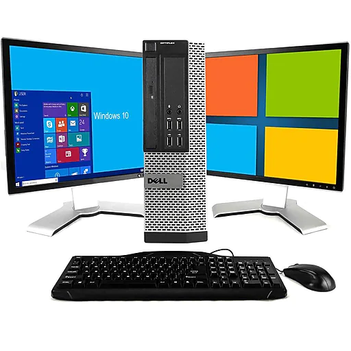 Dell OptiPlex 9020 Refurbished Desktop Computer with Dual 19" Monitors, Intel i5, 16GB Memory, 2TB HDD, Windows 10 Pro