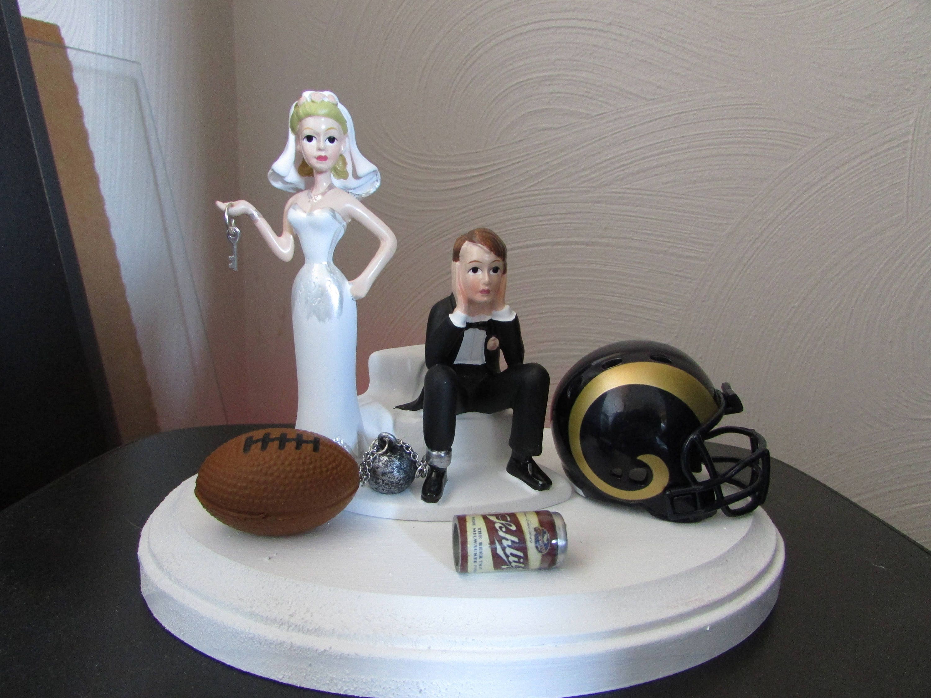 Los Angeles Rams Cake Topper Bridal Funny Humorous Wedding Day Football Team Hair Color Changed For Free