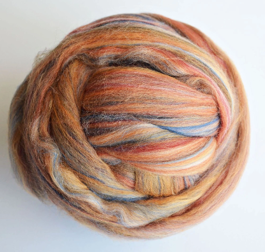 New 2 Ozs "Sandalwood" Wool Blended Merino Roving, Felting Spinning, Weaving, Supplies, Brown Blend Art