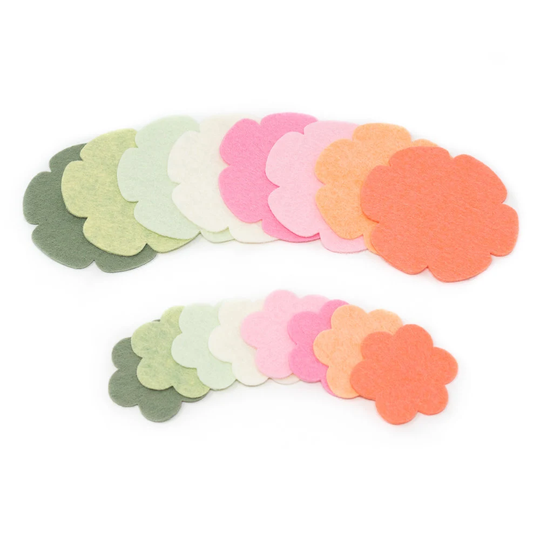 32 Grace Wool Blend Felt Die Cut Applique Flowers - Sorbet Colors