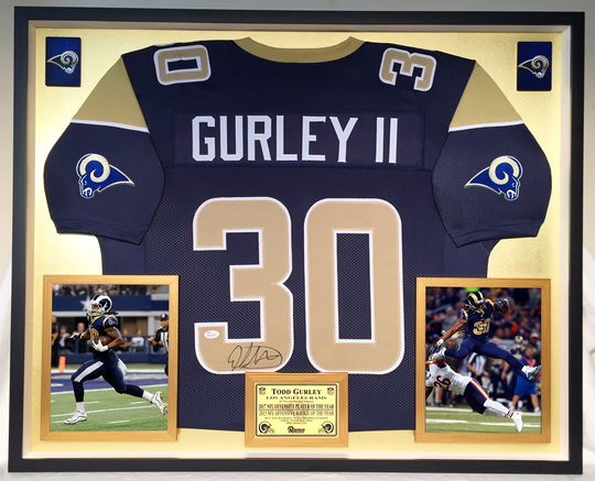 Premium Framed Todd Gurley Autographed/Signed Rams Jersey - Jsa Auth