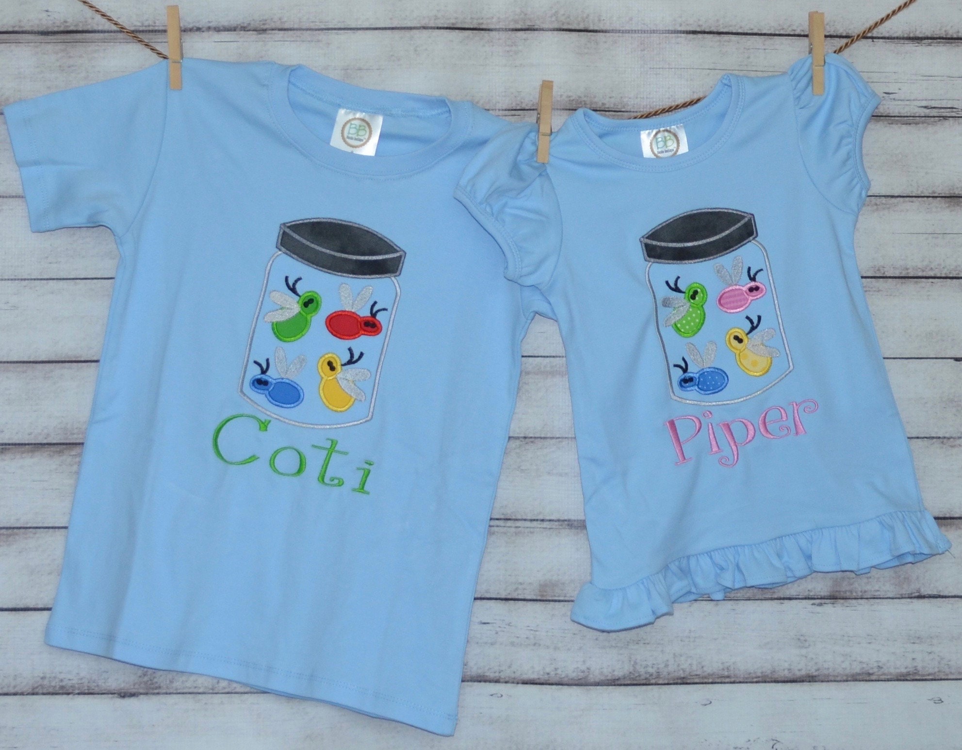 Personalized Lightning Bug Firefly Applique Shirt Or Bodysuit Boy Girl