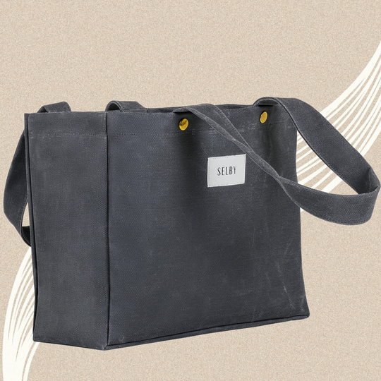 Waxed Canvas Tote, Tote Bag, Large, Natural Black Water Resistant Simple Bag