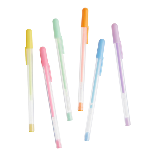 Ban.do Pastel Gel Pens 6 Pack: Blue/Green/Orange/Purple/Red/Yellow - Plastic by World Market