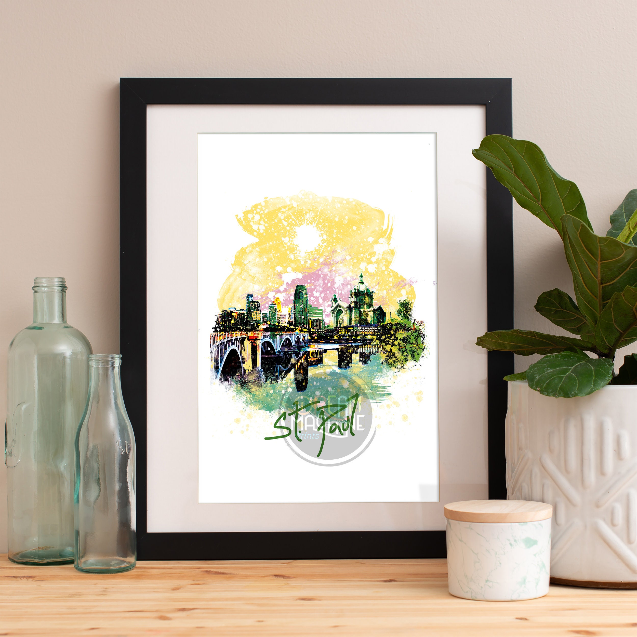 Saint Paul Print, Skyline, St. Art, Poster, Watercolor, Art Map
