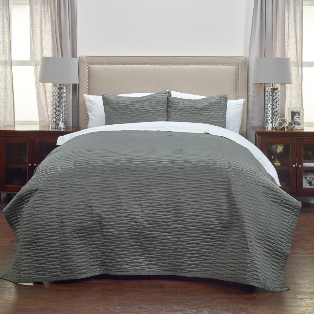 Rizzy Home Parker Gray Geometric Queen Quilt (Blend with Polyester Fill) | QLTBT3038CL009092
