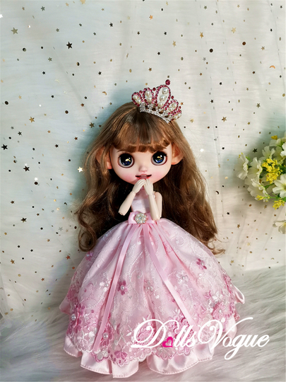 Blythe Dress Pink Lace Princess Outfit Set Dress Ooak Clothes Clothing Fashion Fir For Licca Bt3-015