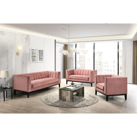 Picket House Furnishings Calabasas Modern Polyester/Polyester Blend Marine Rose Living Room Set in Red | UCI36823PC