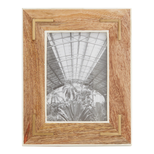 Wood, Bone and Brass Inlay Frame: Brown by World Market