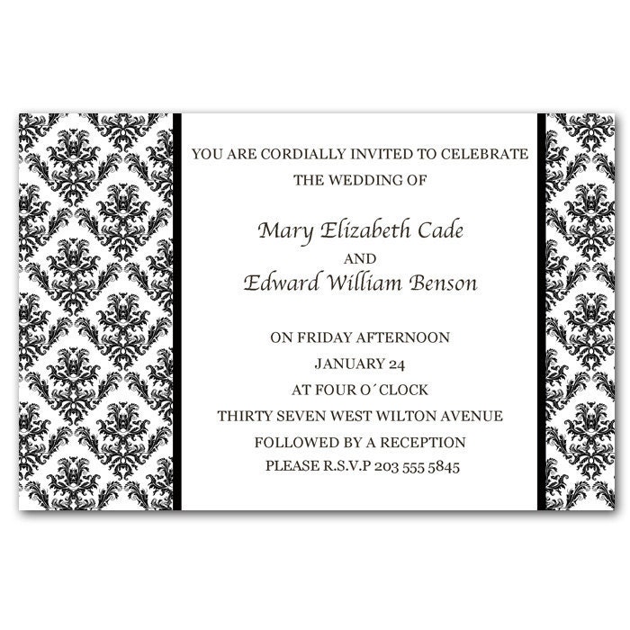Black & White Wedding Invitation Personalized, Template, Printable Black Floral For
