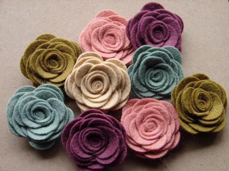 Wool Blend Felt Flowers Large Posies - Cottage Collection The Original