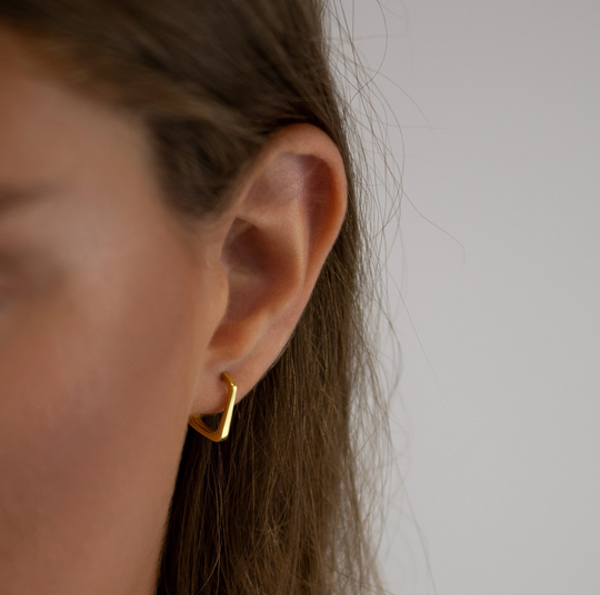 Gold Hoops, Geometric Earring Hoop Earrings, Small Dainty Earring, Minimalist Earrings