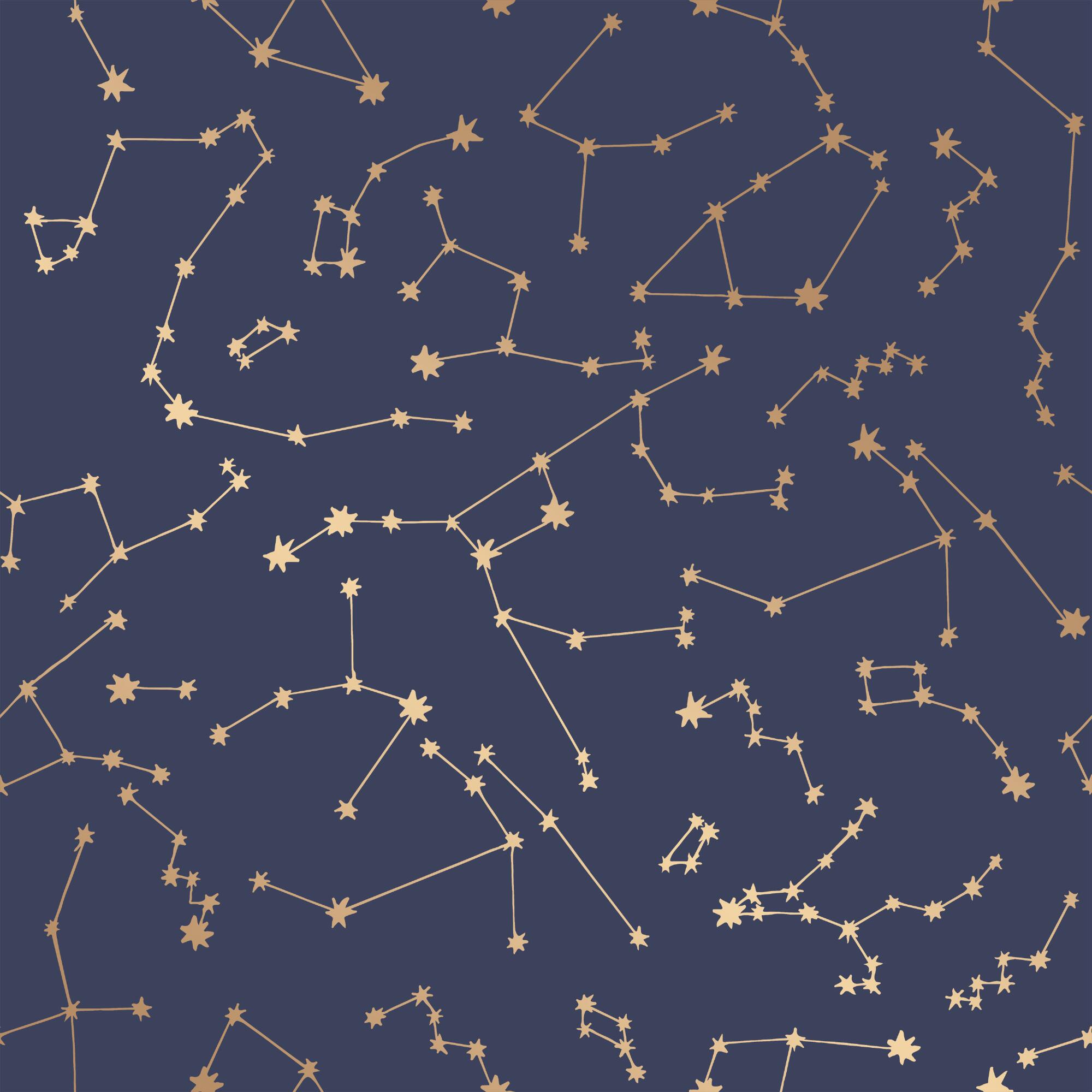 Gold And Navy Blue Starry Night Peel and Stick Wallpaper by World Market