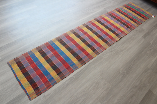 Vintage Rag Rug Runner, Ethnic Coloured, Bohemian Runner/2'x9'6" Feet N-549