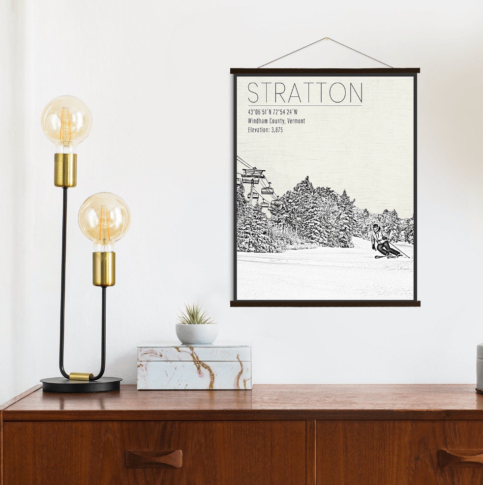 stratton Vermont Ski Resort Print | Hanging Canvas Of Mountain Printed Marketplace