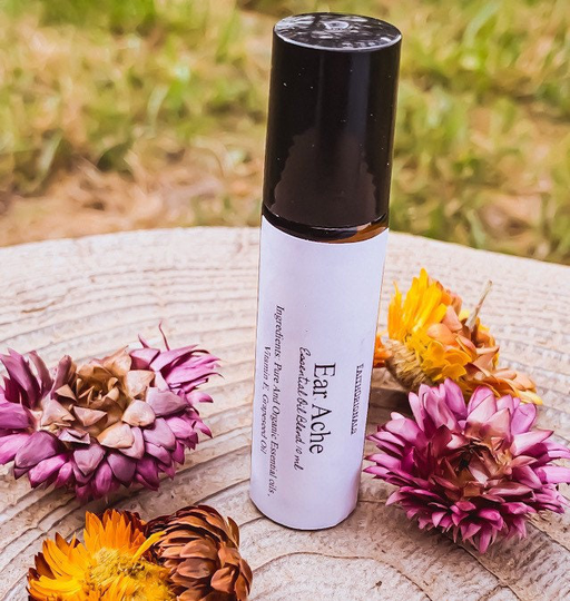 Ear Ache Essential Oil Rollerball Blend 10Ml, Organic, Therapeutic, Oils, Self Care, Personal Body Care, Gifts