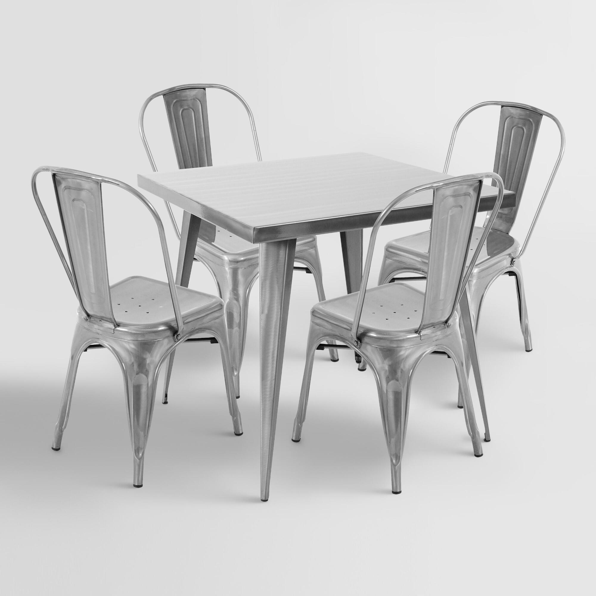 Square Brushed Metal Cafe Talise Dining Collection by World Market