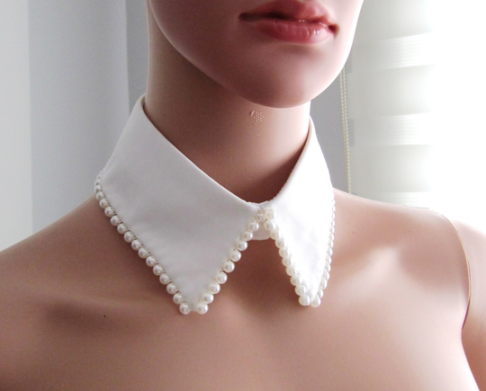 Buy 1 Get Free White Off Detachable Collars, Boho Wedding Accessory, Pearls Handmade Collar, Collar Jewelry/ Shipping