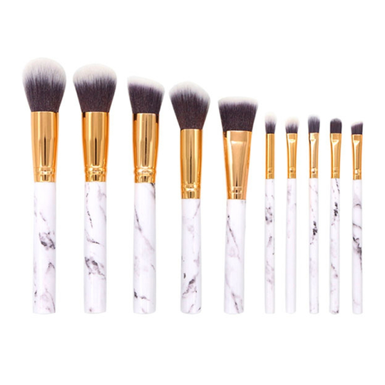 10Pcs Set Makeup Brush Uniform Shading Excellent Ductility Smooth Surface Cosmetic Powder Eye Shadow Blush Blending Tool for Female - white