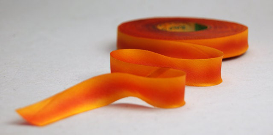 Hand Dyed Silk Ribbon - Red Orange Blend 019 3 Yards Bias Cut Length Five Widths 1/2", 5/8", 1", 1.5", 2.5"