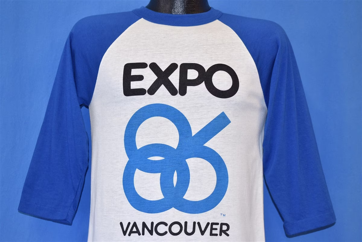 80S Expo 68 Vancouver Canada World Exposition Raglan Jersey T-Shirt Small