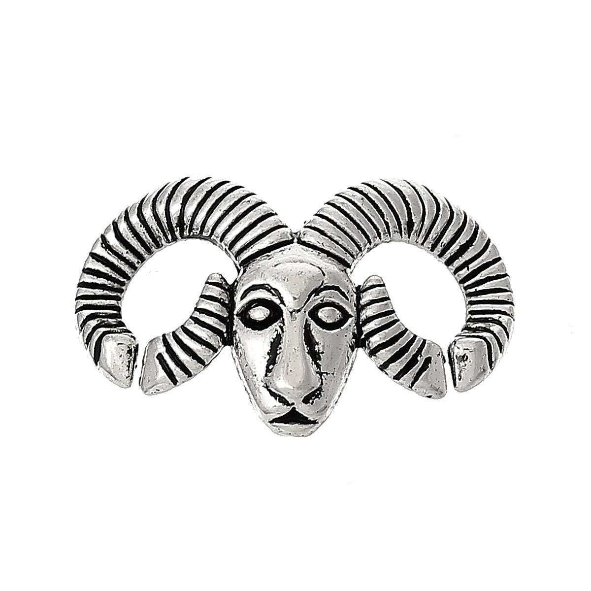 4 Ram Connector Charms, Antique Silver Tone | E-207