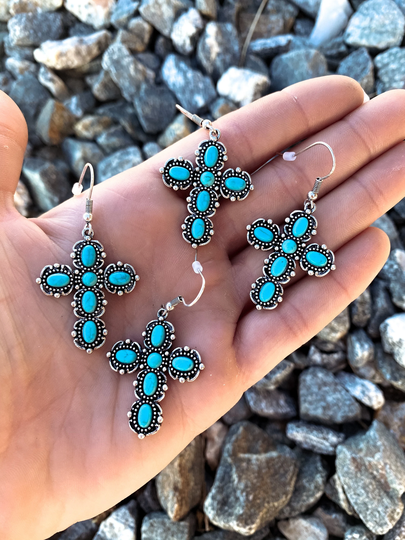 Turquoise Cross Earrings