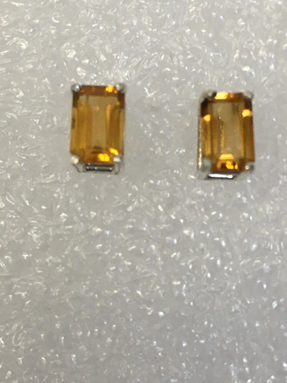 Citrine 6mm X 4mm Stud Earrings, Prong Setting