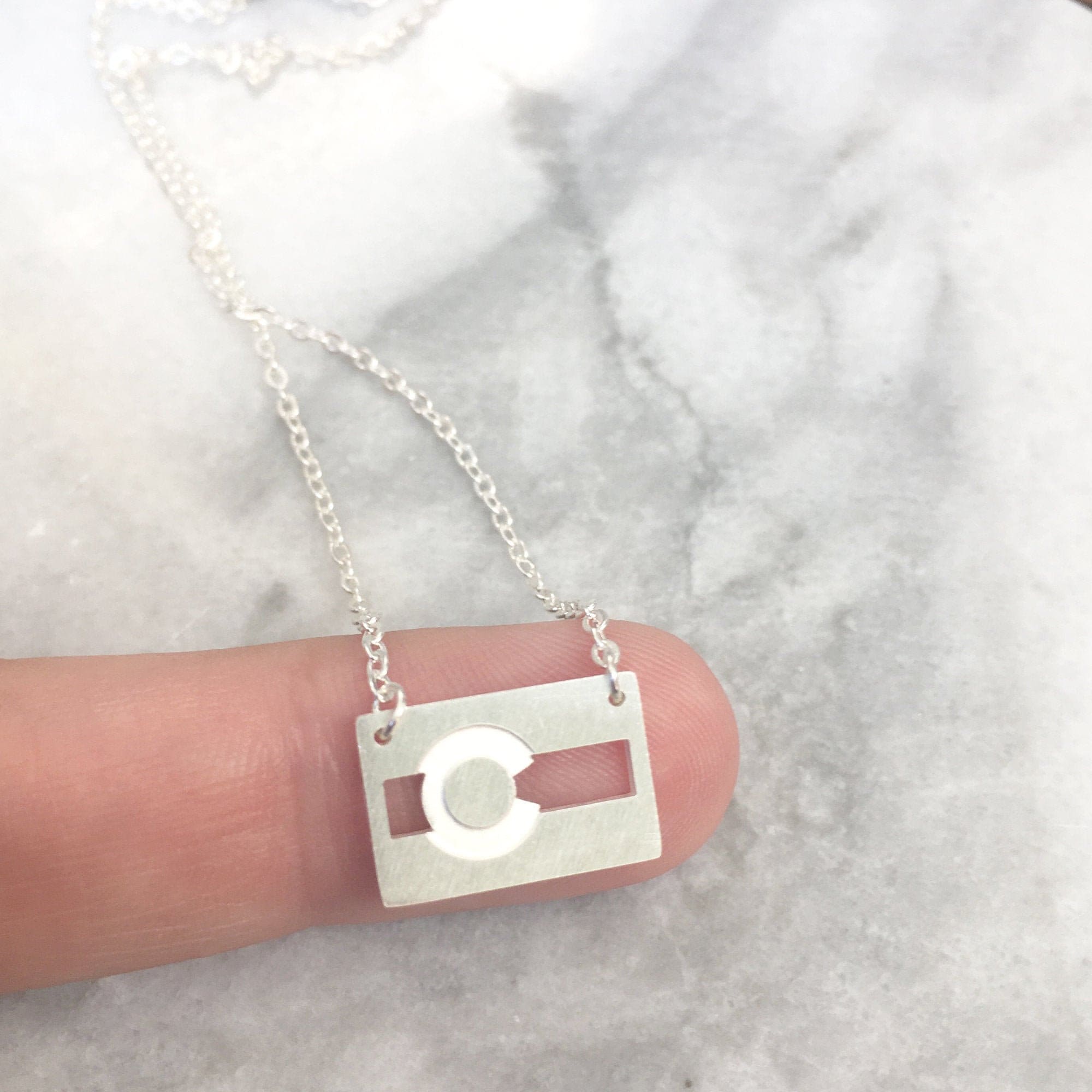 Colorado State Flag Necklace Silver Plated Dainty Jewelry Delicate Layering Co Rams University Home Pride
