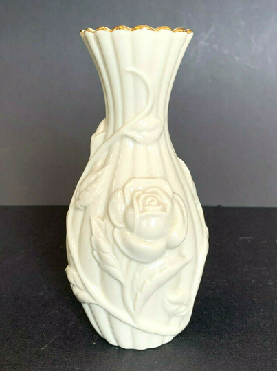 Lenox Vase Rose With Gold Trim 5.75" Tall