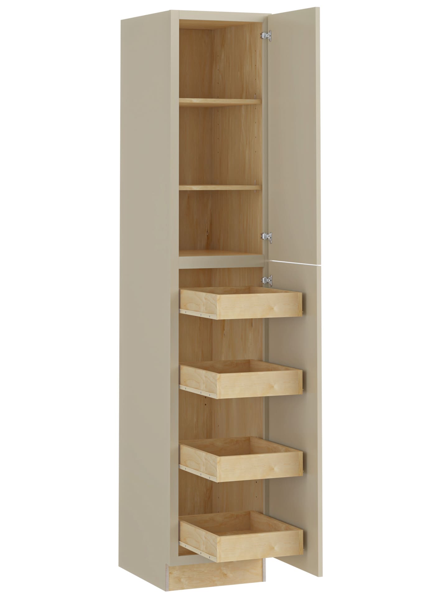 Luxxe Cabinetry 18-in W x 96-in 96-in H x 24-in D Norfolk Blended Cream Painted Door Pantry Fully Assembled Semi-custom Cabinet in Off-White